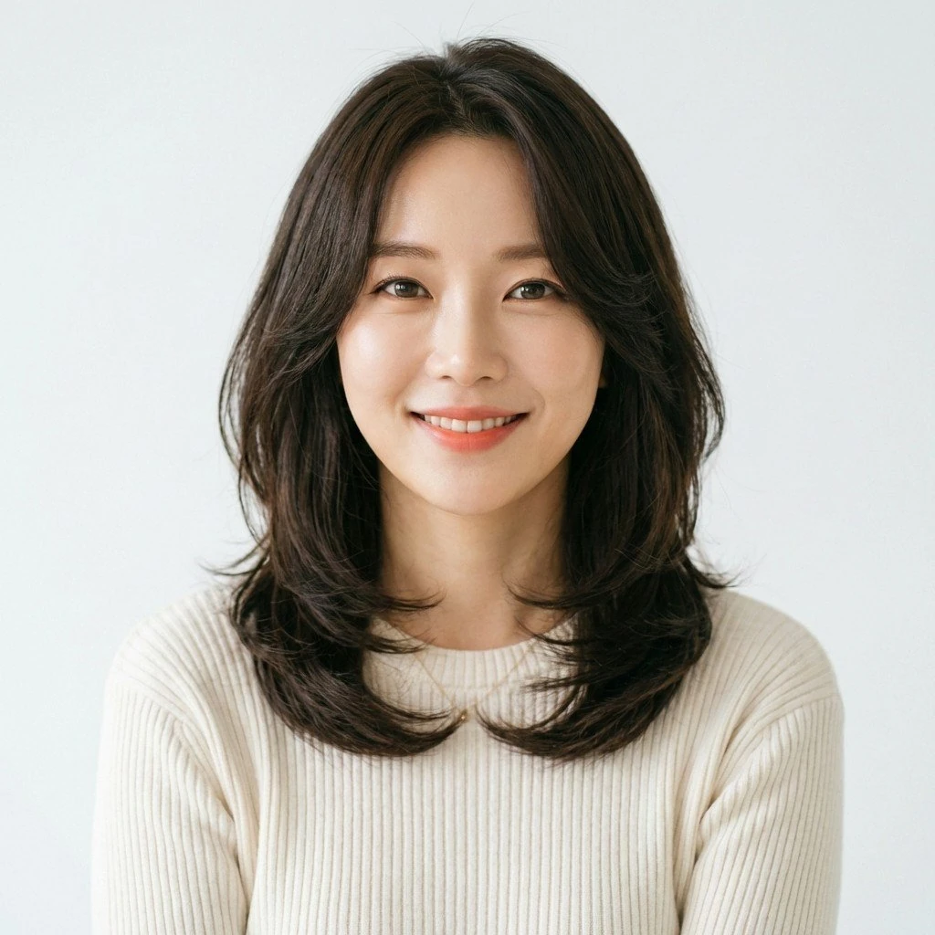 Korean Natural Perm: Soft Waves That Look Effortlessly Beautiful front view