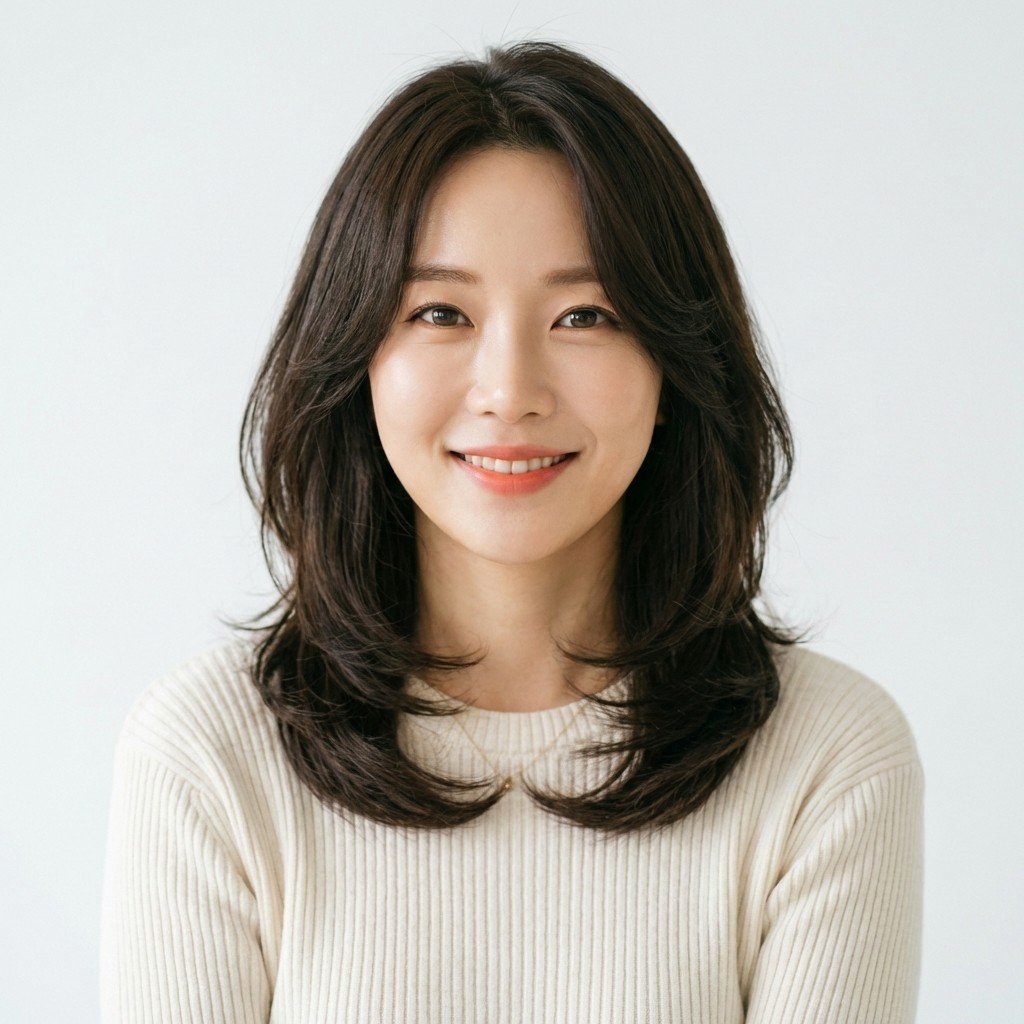 Korean Natural Perm: Soft Waves That Look Effortlessly Beautiful front view