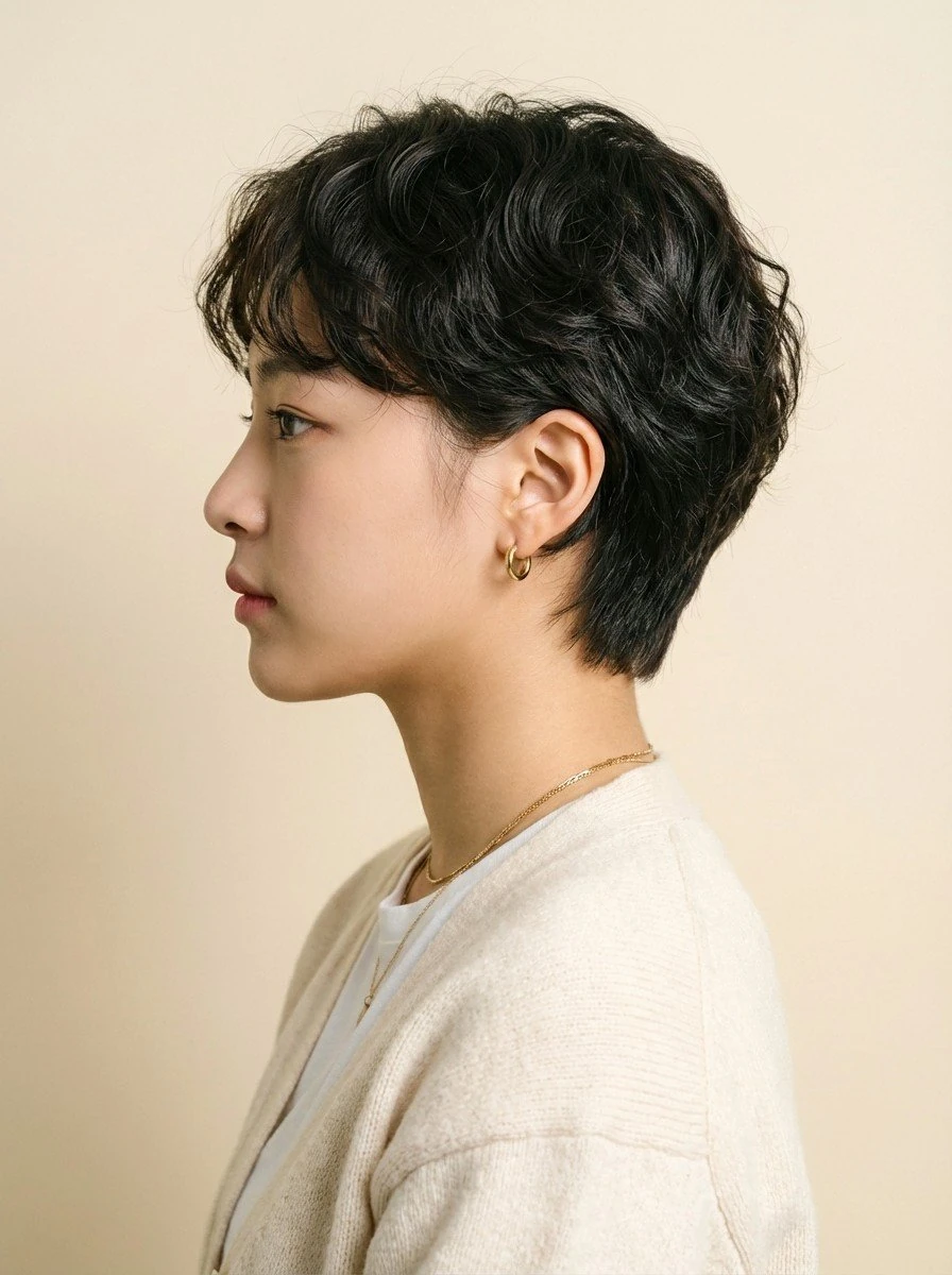 Natural Perm close up portrait