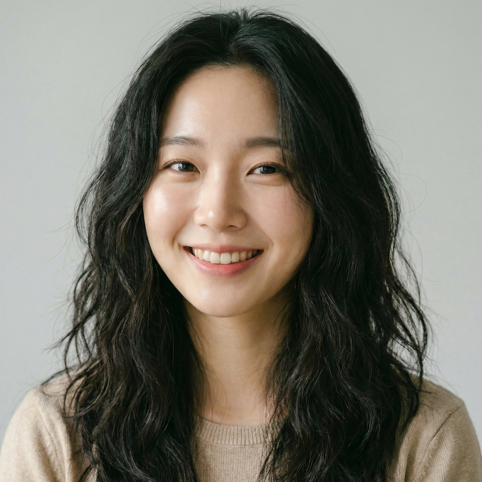 Natural Perm close up portrait